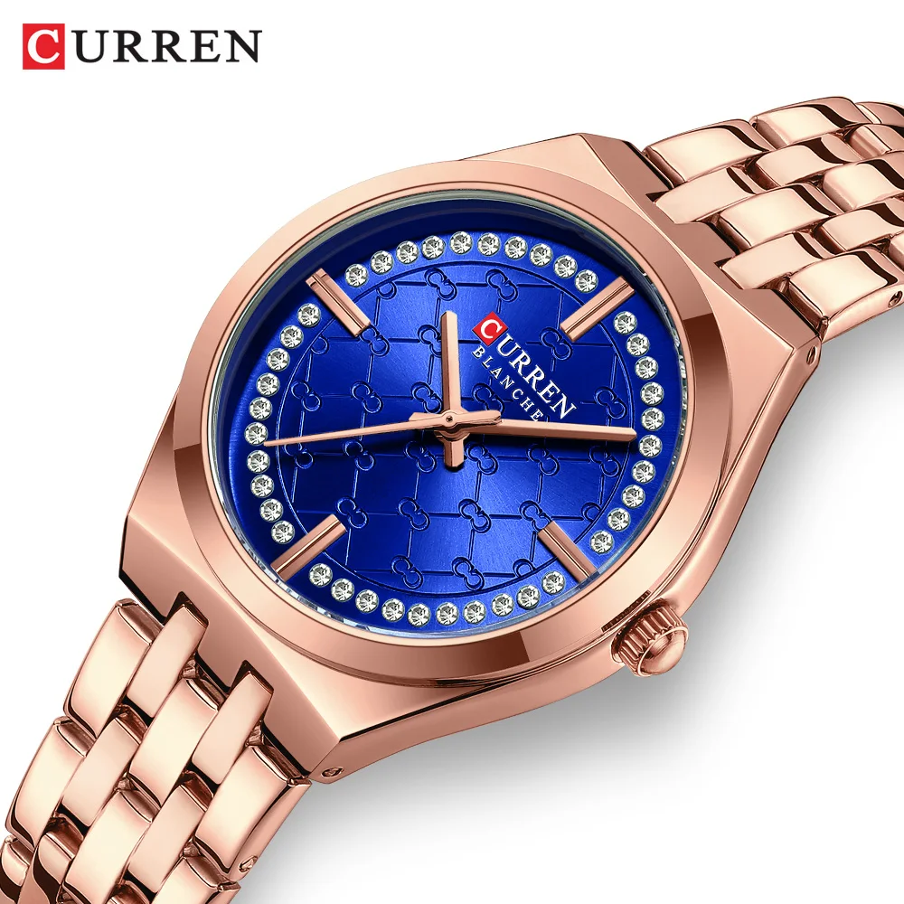 CURREN Designer Style Watch for Women Elegant 32mm Dial with Rhinestones Stainless Steel Band  Luxury Dress Ladies Wristwatch