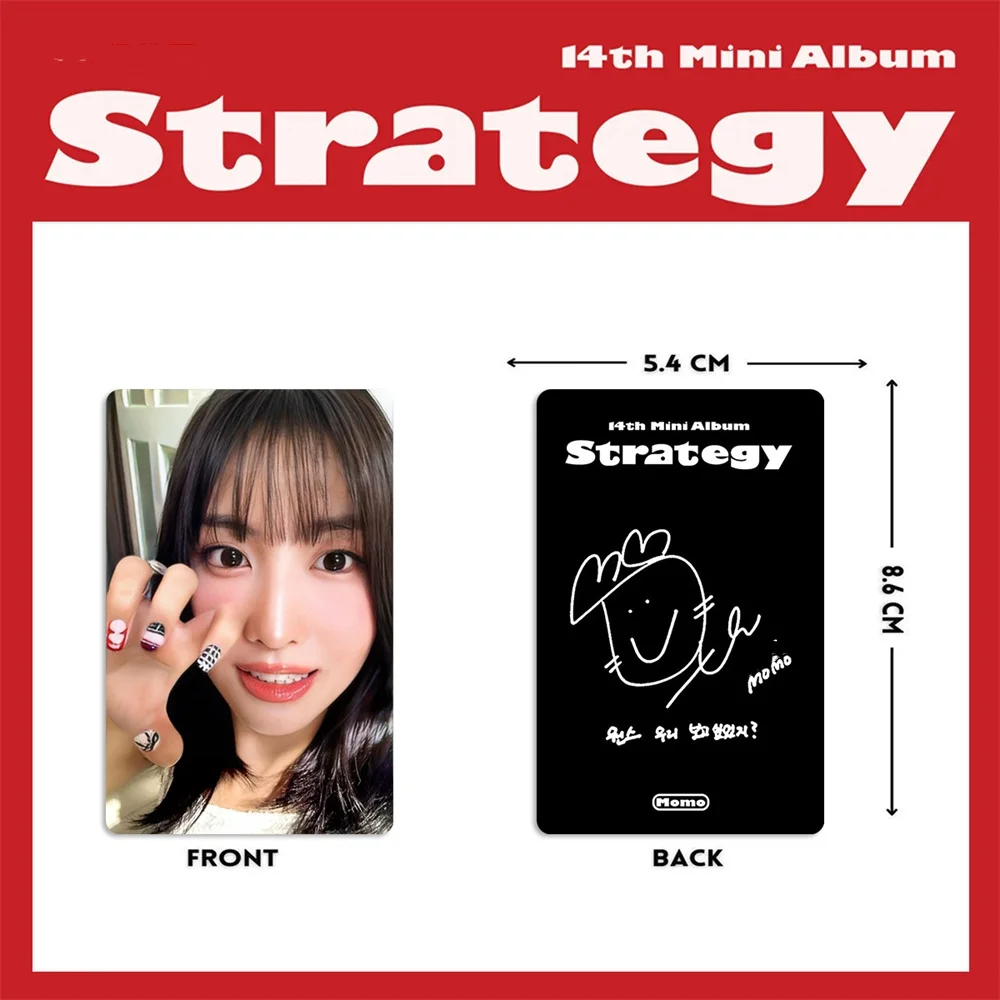 9Pcs/set KPOP MOMO MINA SANA TZUYU Mini 14 Album Strategy Bright Film Photocards Double Sides LOMO Cards Nayeon Dahyun Postcard