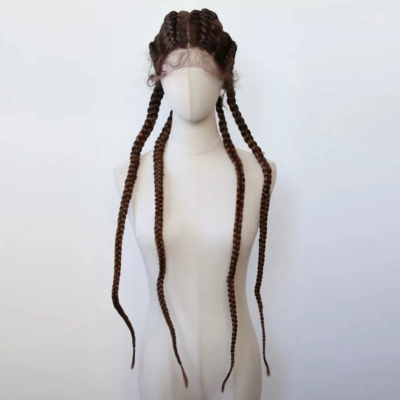 

Gradual change dark brown ridges and ditches thick dreadlocks lace high temperature silk 4 super long hand braided thick braids