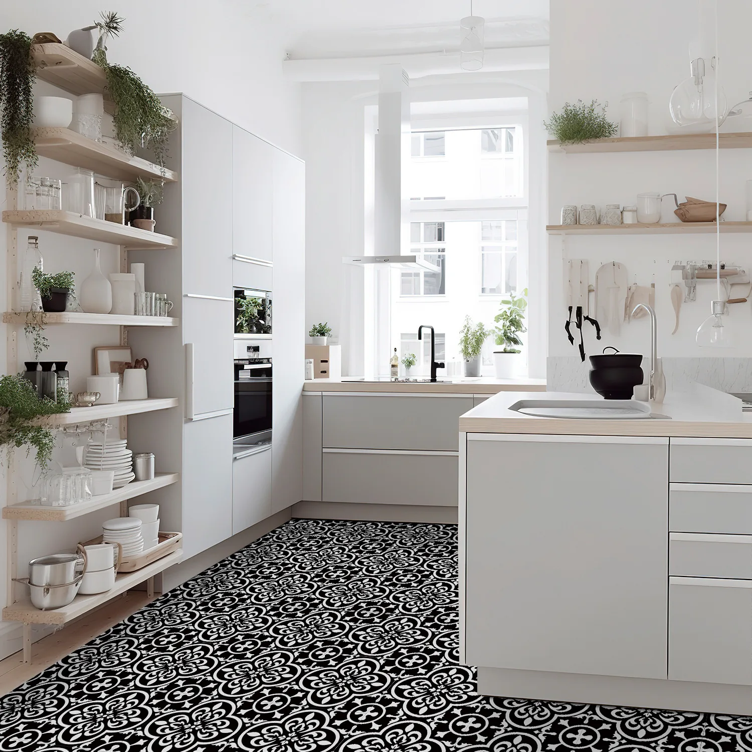 30/20cm estilo português preto branco telha piso adesivos engrossado adesivo cozinha banheiro decoração adesivo de parede decoração de casa