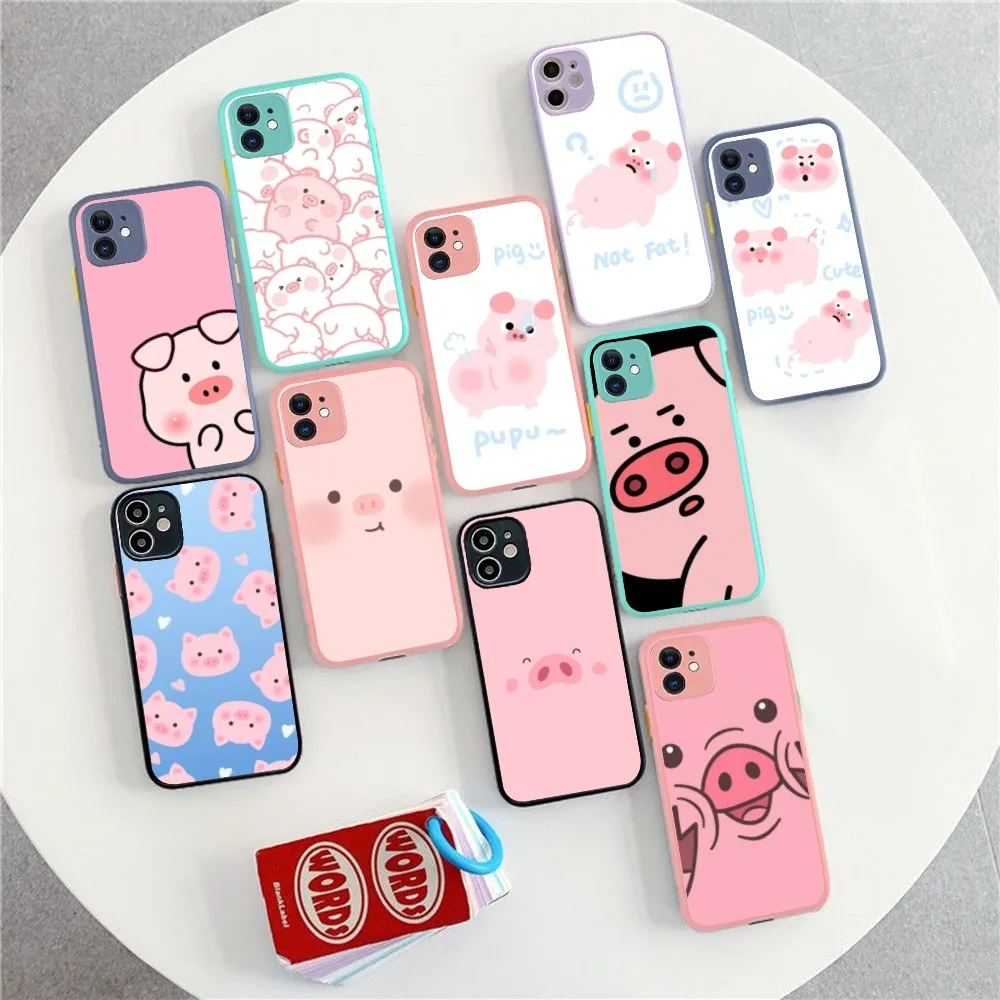 

Cute Funny Peppas Pig Phone Case For IPhone 14 X XR XS 7 8 Plus 11 12 13 Pro MAX 13mini Matte Shockproof Case