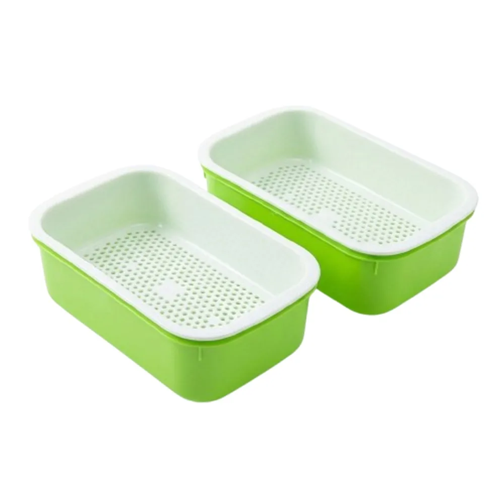 2Pcs Double Layer Germination Tray Plastic High Ventilation Soil-Free Nursery Pots Grid Design Cultivation Pot