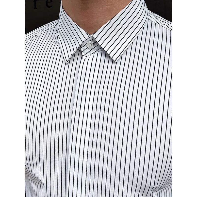 

Men Striped Shirt Spring Summer Slim Fit Casual Non Iron Long Sleeve Business JJ325