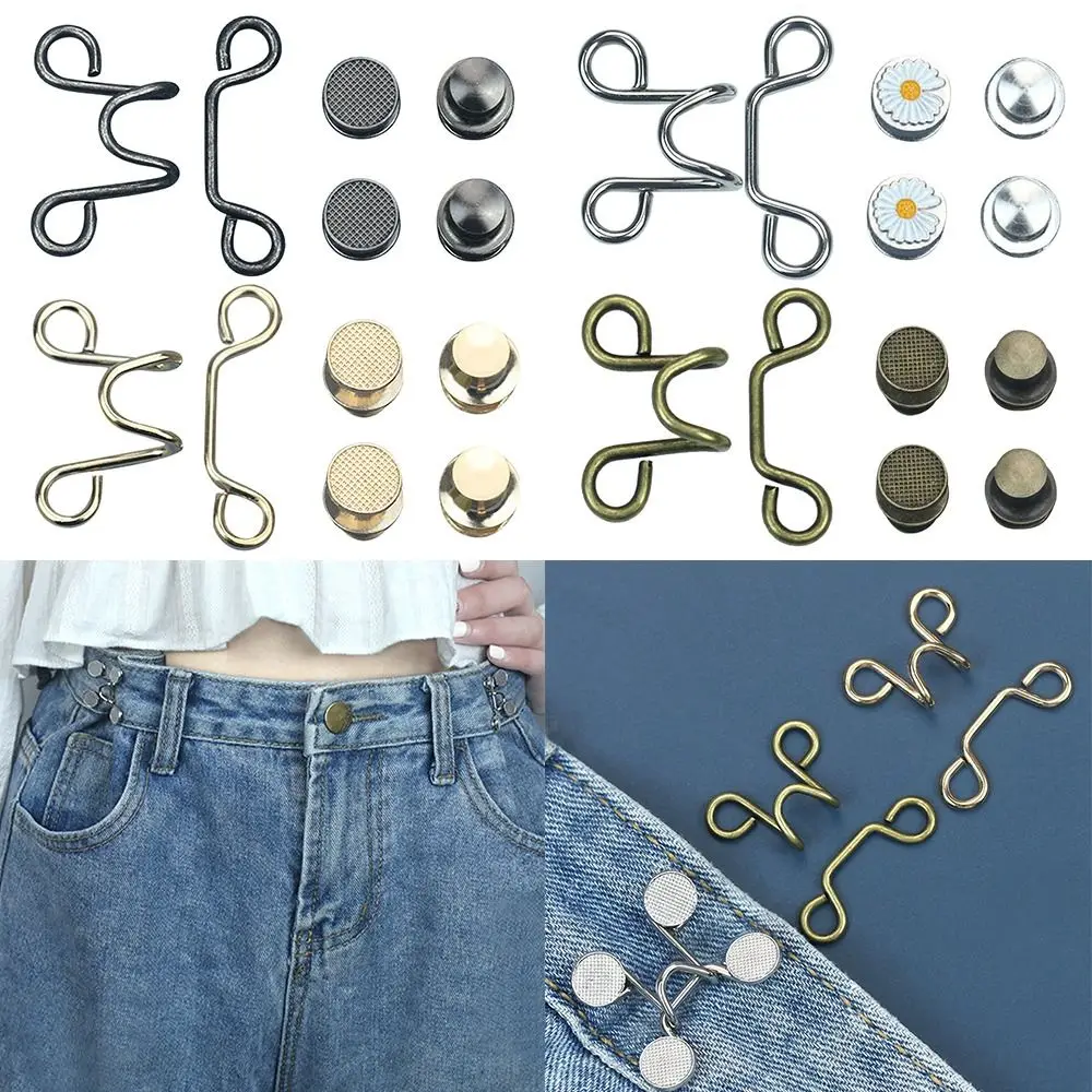 2pcs New Easy To Install Sewing Accessories Pant Waist Tightener Button Clip Adjustable Button Pins Pant Waist Buttons