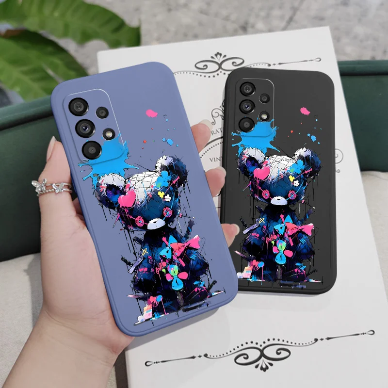 Custodia per orso vernice Spray per Samsung Galaxy A73 A53 A33 A23 A13 A03 A72 A52 A52S A32 A22 A12 A02 A02S A71 A51 A31 A21S 4G 5G Cover