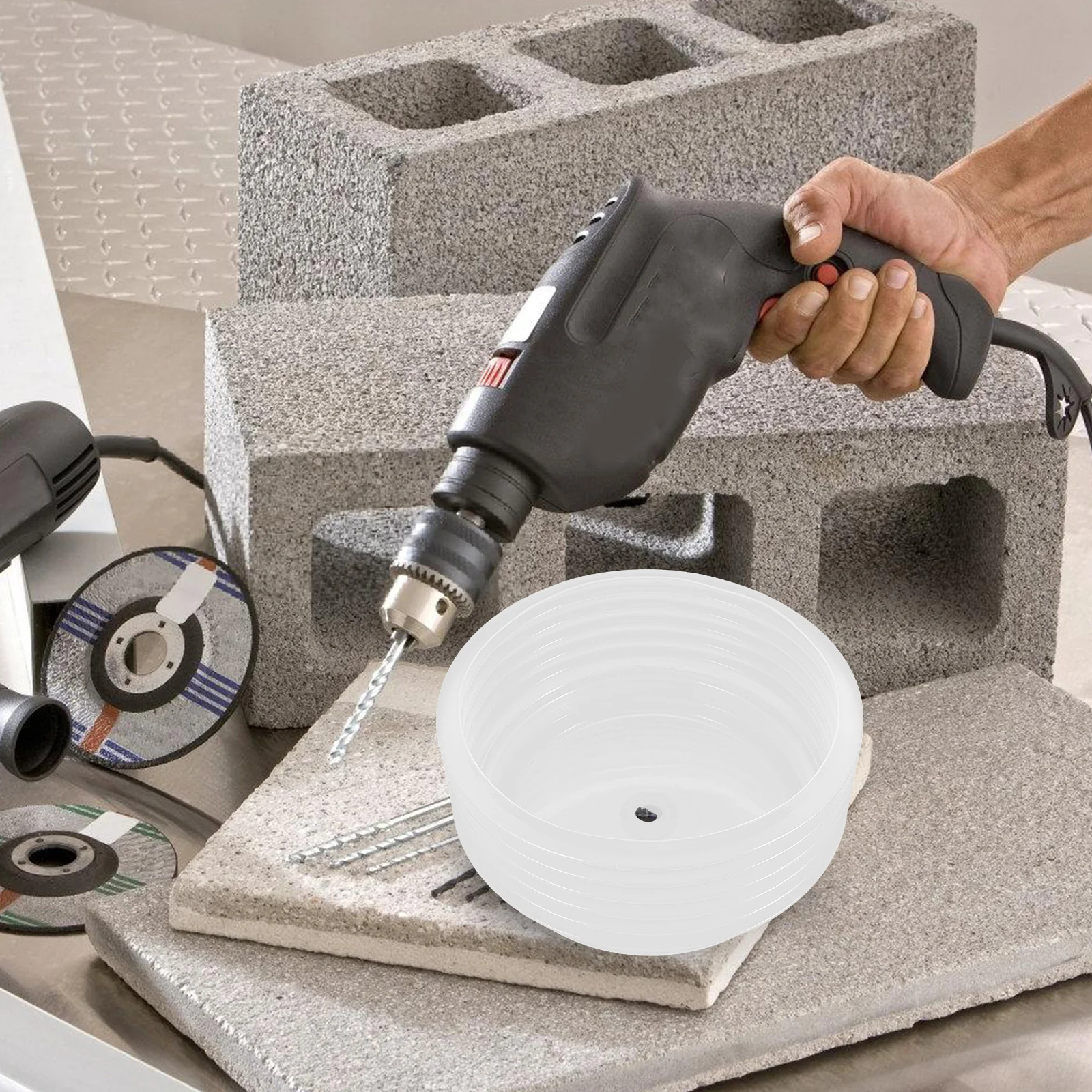 

Drill Dust Collector Transparent Bottom Shockproof Reusable Dirtproof Design for 125mm Hole Opener Fast Installation Dust Bowl