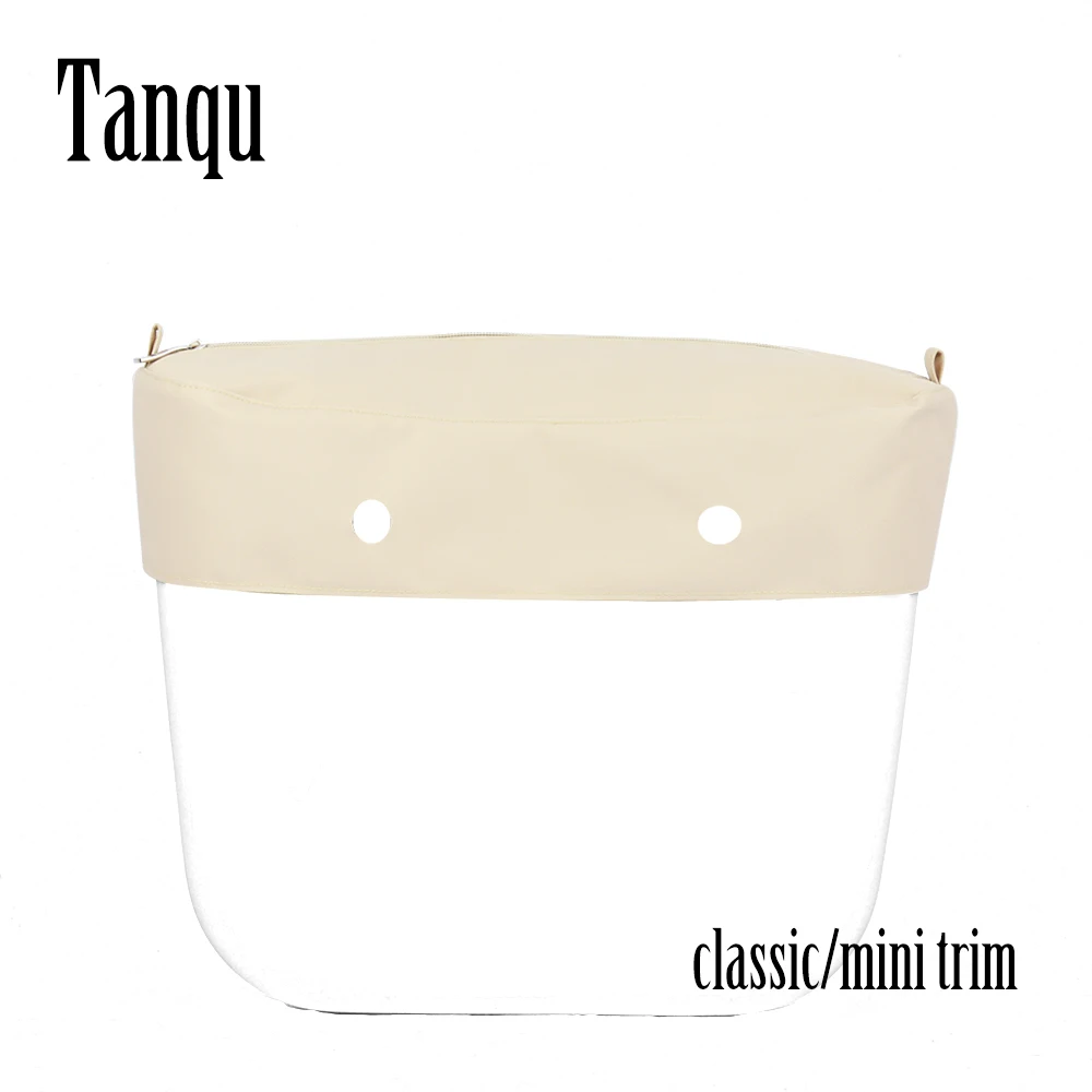 2021 Tanqu New Pure Solid Color Microfiber Fabric Cloth Waterproof Trim With Zipper Decoration for Obag For O Bag Classic Mini