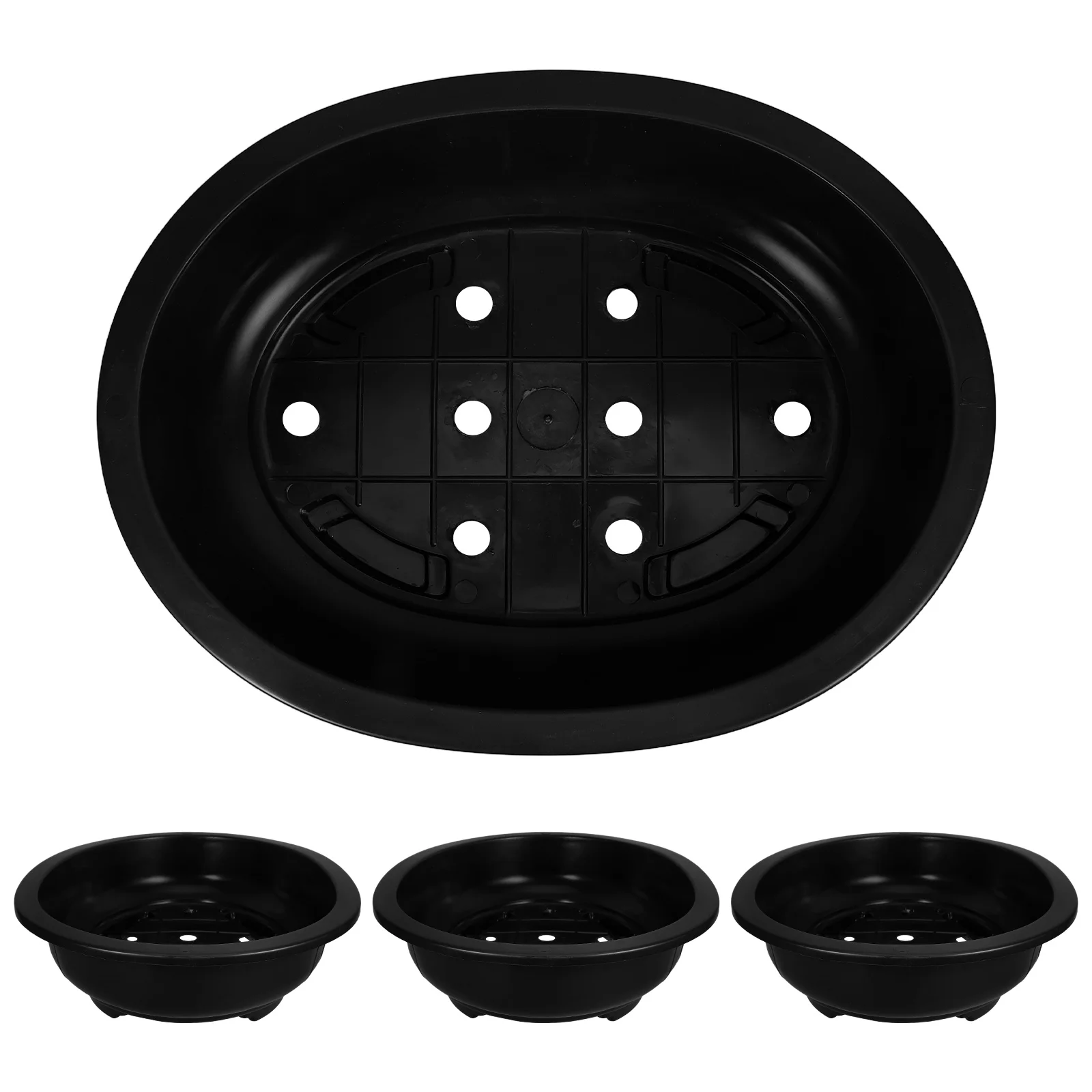 

4Pcs Plastic Flower Pot Oval Bonsai Planter for Gardening Home Decor Indoor Outdoor Space Saving Plant Holder Modern Style