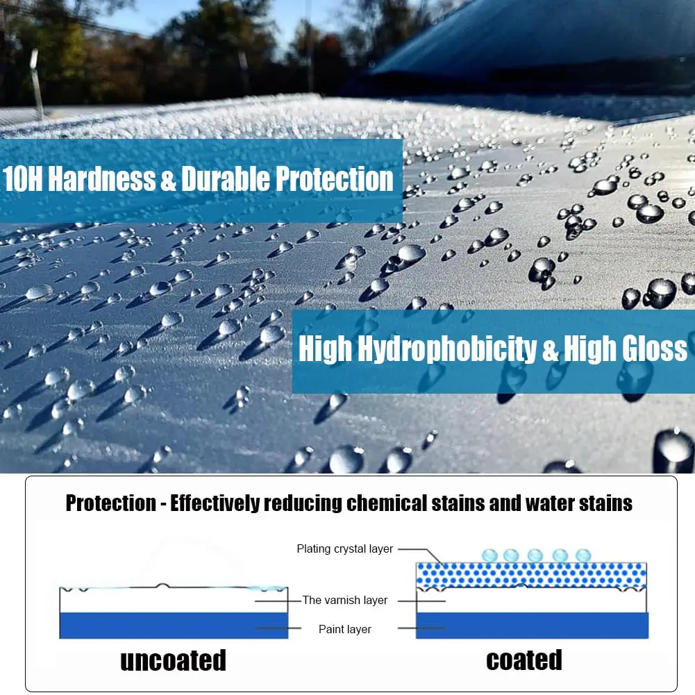 Graphene Ceramic Coating 10H Ceramic Coating for Cars High Gloss Anti-Scratch Nano Coat Kit Hydrophbic Mirror Paint Protection