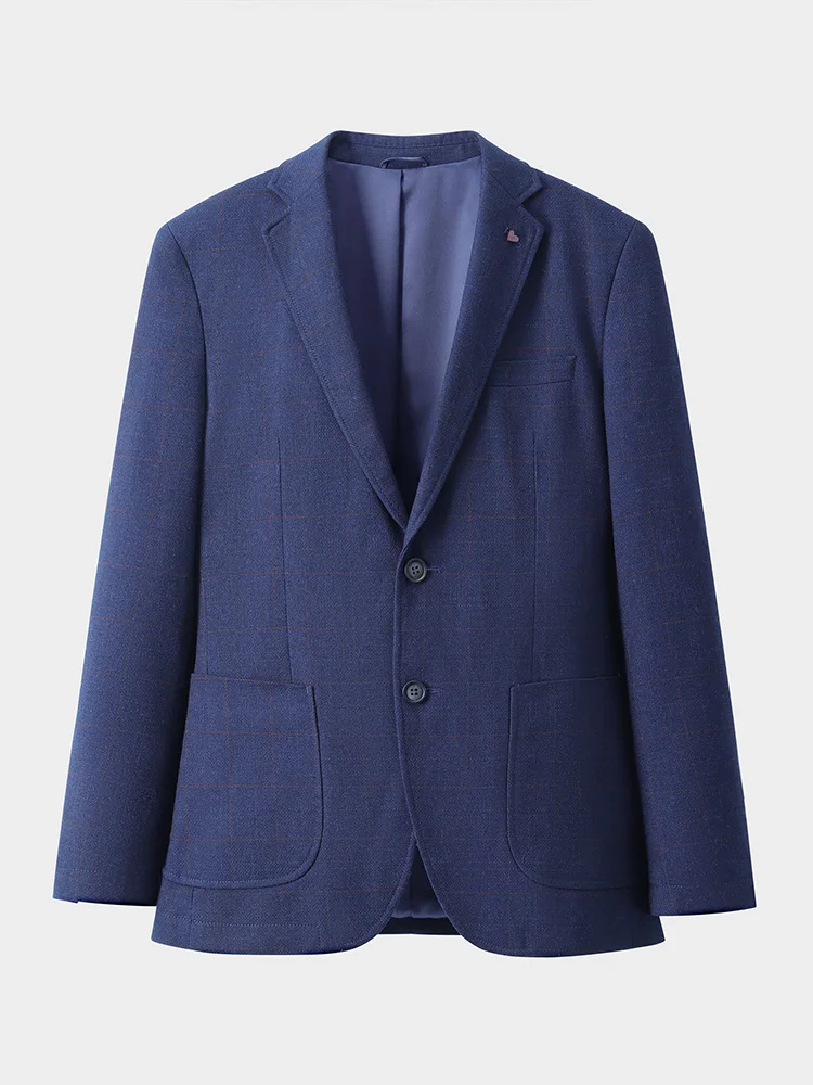 

Classic Gentleman Plaid Casual Men's Suiting Fall New Sle Brand Tailored Stand Fit Busin Casual Coat Polyester Viscose