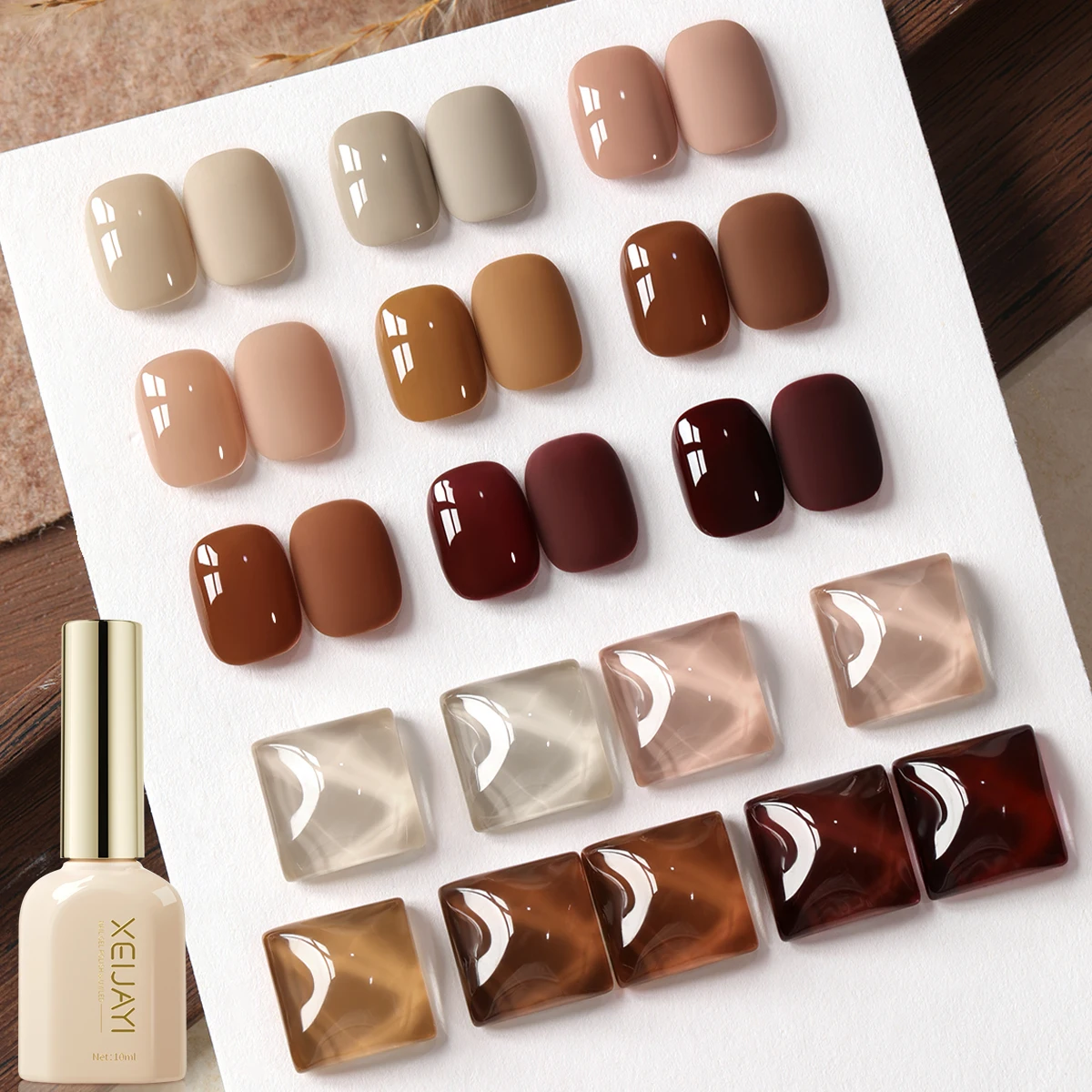 

XEIJAYI Roman Bottle Maillard 9pcs--Manicure Set Nail Art Design Salon Gifts For Women Soaking UV LED Nail Gel