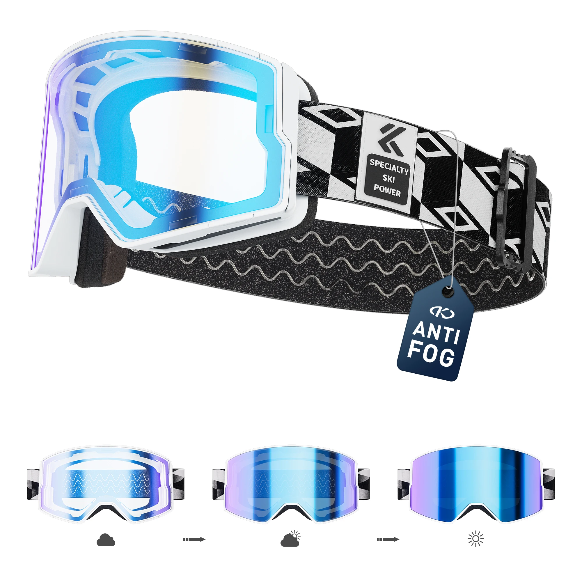 Kapvoe Meekleurende Sneeuwbril Ski Snowboard Anti-Fog Masker voor Mannen Vrouwen Brillen UV400 Bescherming Bril Sneeuwscooter Winter
