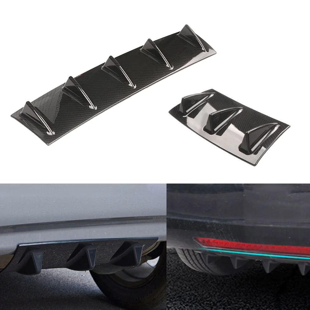 ABS Plastic Universal Carbon Black Rear Bumper Lip Wing Spoiler Chassis Diffuser 3 Fin 5 Fin 7 Fin Shark Fin Style