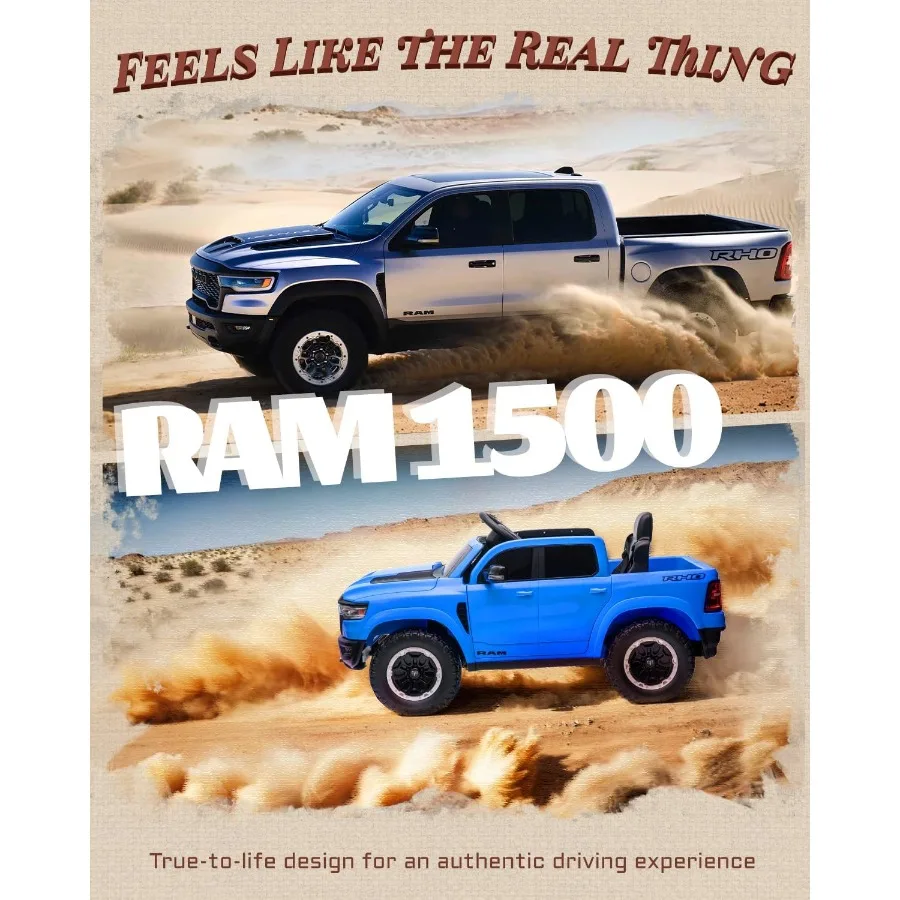 First Ride On 12V Elektrofahrzeuge, lizenzierter Ram 1500 RHO Ride on Truck mit ferngesteuertem Auto-Ride für mit Smooth Start T