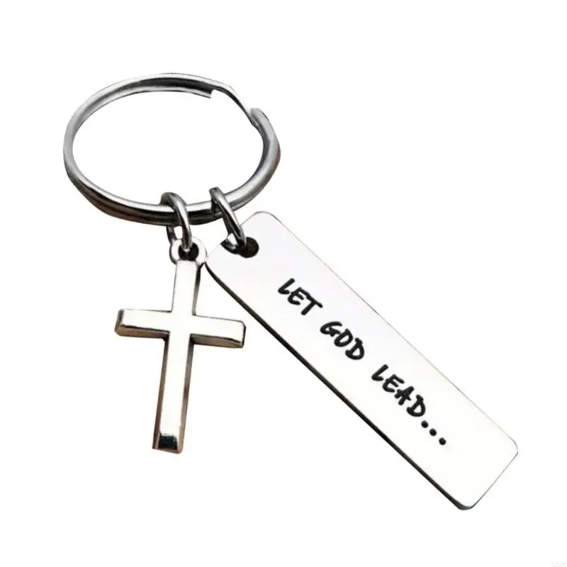 A52E Spiritual Pendant Key Rings Portable Key Holder Stainless Steel Bag Accessory Key Adornment Suitable for Devout Christia