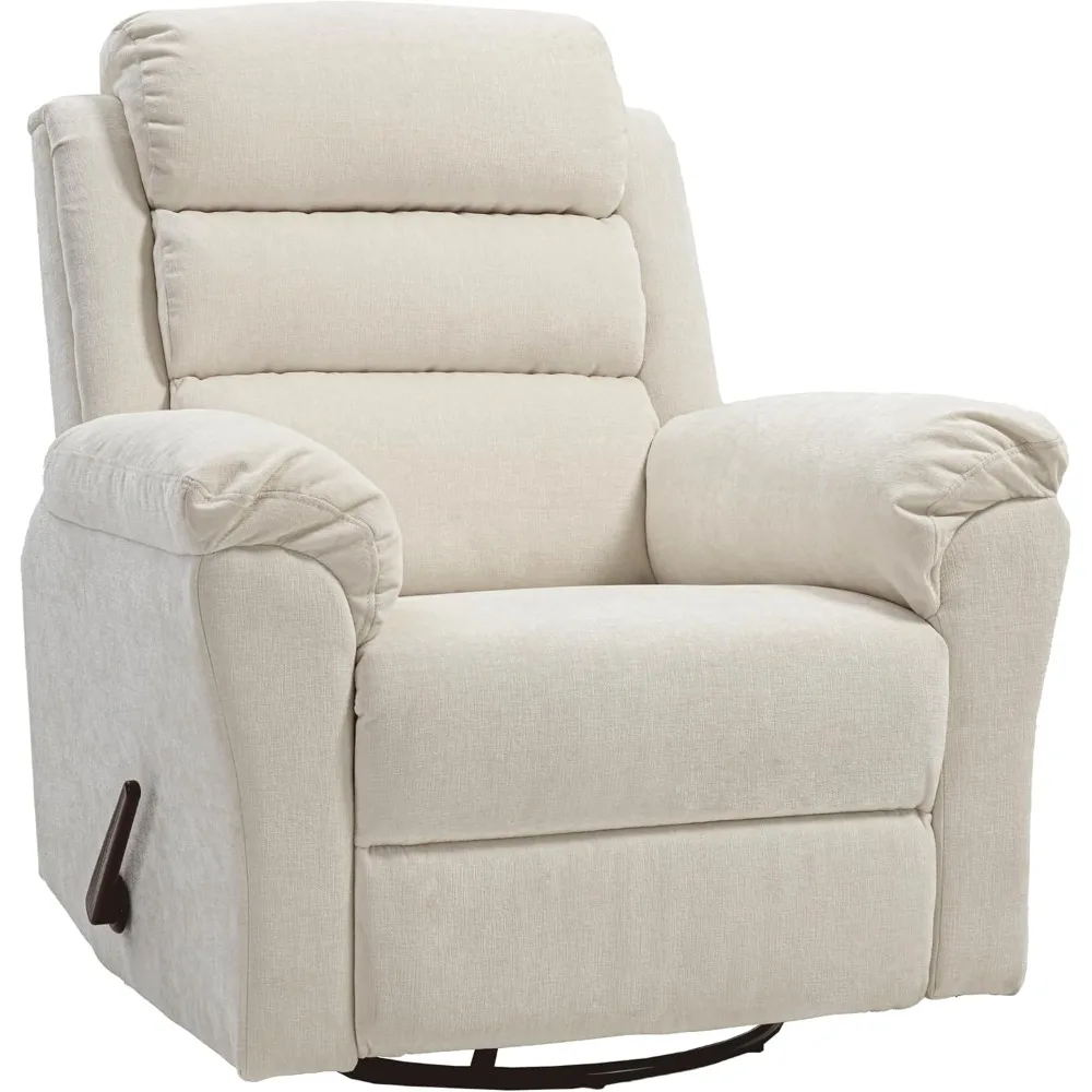 Sillón reclinable basculante giratorio clásico para adultos con asa, sillón reclinable basculante de masaje, 360 ° Silla de guardería planeadora giratoria con pre