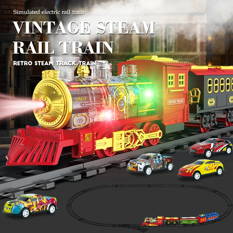 Steam train，Train Set-Electric Train Sets Toddlers Classical Train Toys,Battery-Powered Locomotive Engine with Sound and Lights