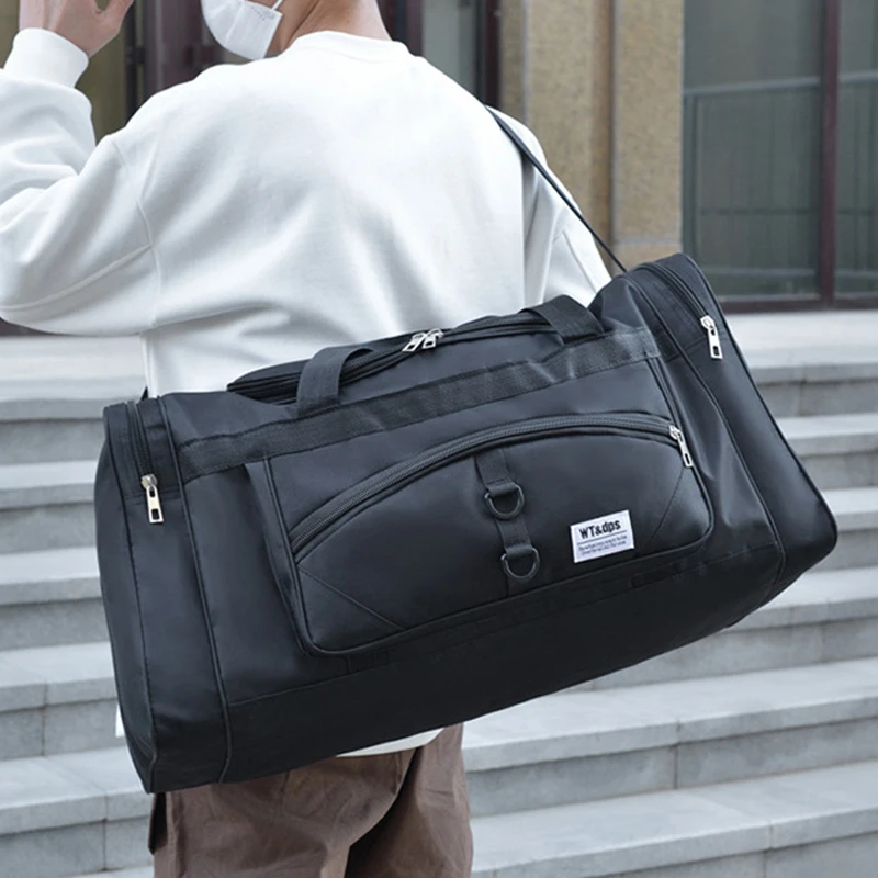 Men Gym Bag with Side Pocket Large Capacity Sports Yoga Handbag Portable Fitness Training Pack Short-Distance Hand Luggage