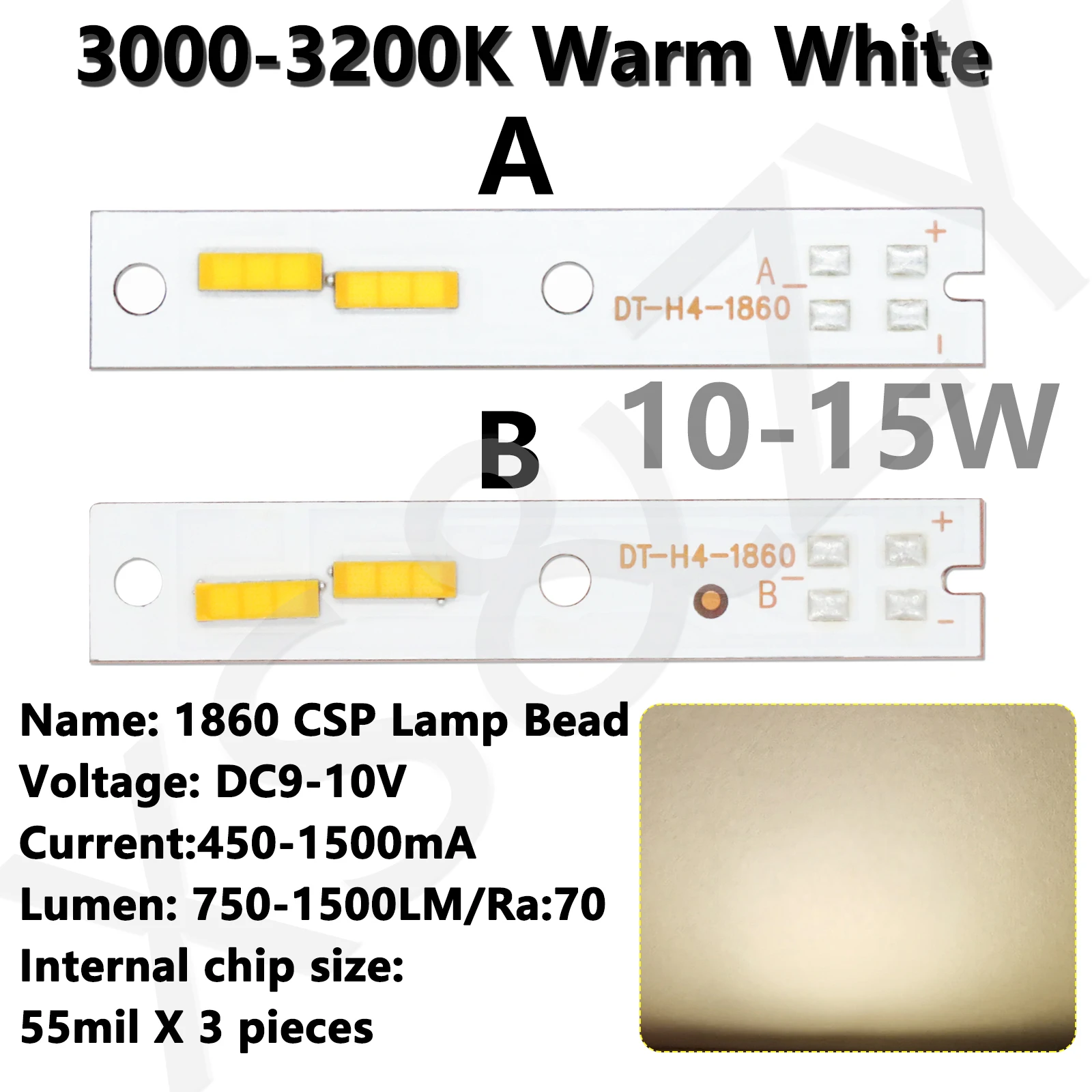 A Set10-15W LEDs 1860 CSP Lamp Bead DC9-10V H4 450-1500mA  Four Color Automobile Headlamp Bead Detection Lamp Bead Accessory DIY