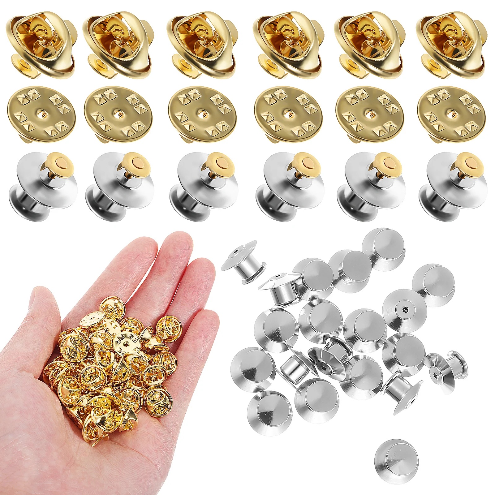 

120 pcs Copper Buckle Needles Butterfly Pin Backs for Craft Making Needle Backs Locking Enamel Pins Jewelry Accessories