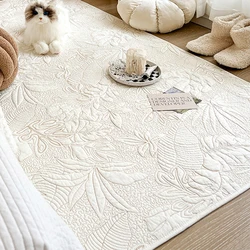 Solid Color Floor Mat Art Homestay Washed Cotton Rug Quilted Vintage Pattern Carpet Home Decor Living Room Bedroom Bedside Mat