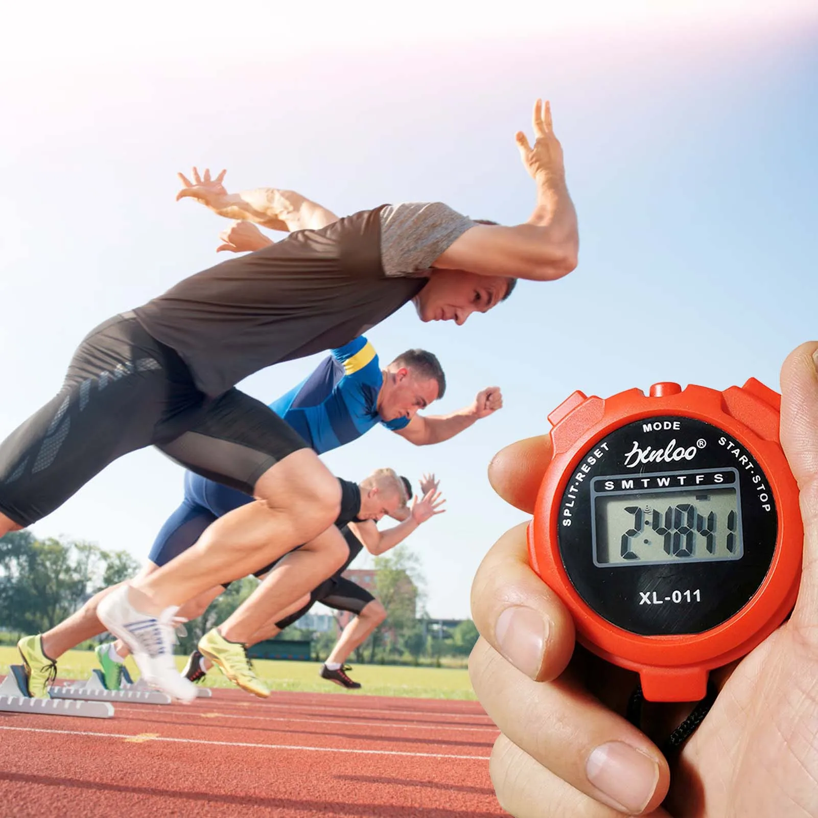 ساعة توقيت للياقة البدنية الرياضية مع وظيفة التوقف وإعادة التشغيل، تصميم العد التنازلي مناسبة للسباحة واللياقة البدنية للمدربين