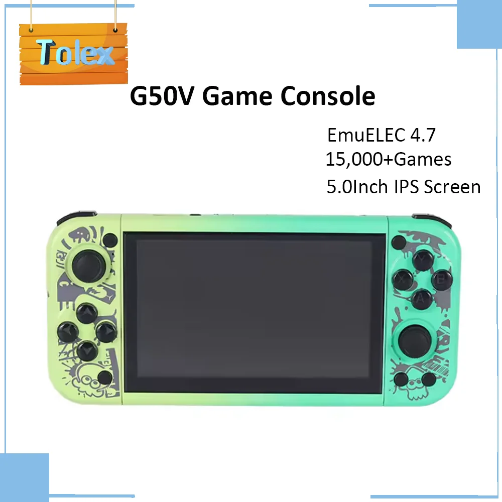 

Tolex G50V 5.0Inch HD Screen Handheld Game Console RK3128 EmuELEC4.7 15000+Games 20+Simulators PSP PS1 Retro Video Game Console