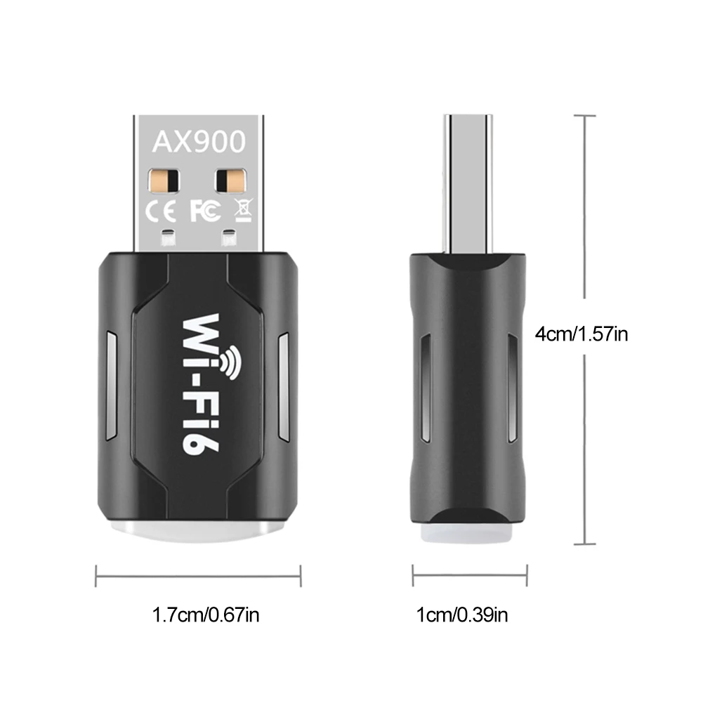 WiFi6 kartu jaringan pintar 900Mbps, kartu jaringan nirkabel 2.4G & 5GHz WiFi 6 adaptor USB untuk komputer PC