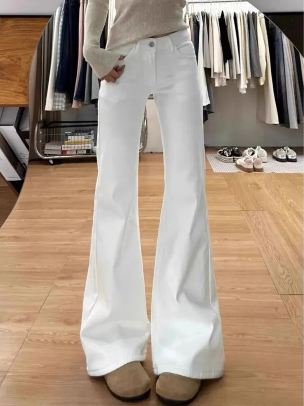

Low Waist Flared Jeans Women's Spring Summer New Style Loose Slimming Floor-Length Bootcut Jeans Casual High Waist Wide Leg
