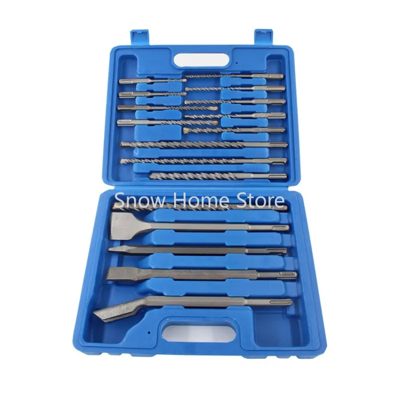 Electric Hammer Drill Set Electric Hammer Drill Round Handle Chisel Plastic Box Set 17PCS Drill Bit Set