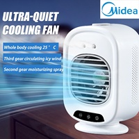 Midea Air Conditioner Portable Desktop Fan Smart Spray Atomization 3-Speed Mute Air Cooler Night Light Electric Fan for Home