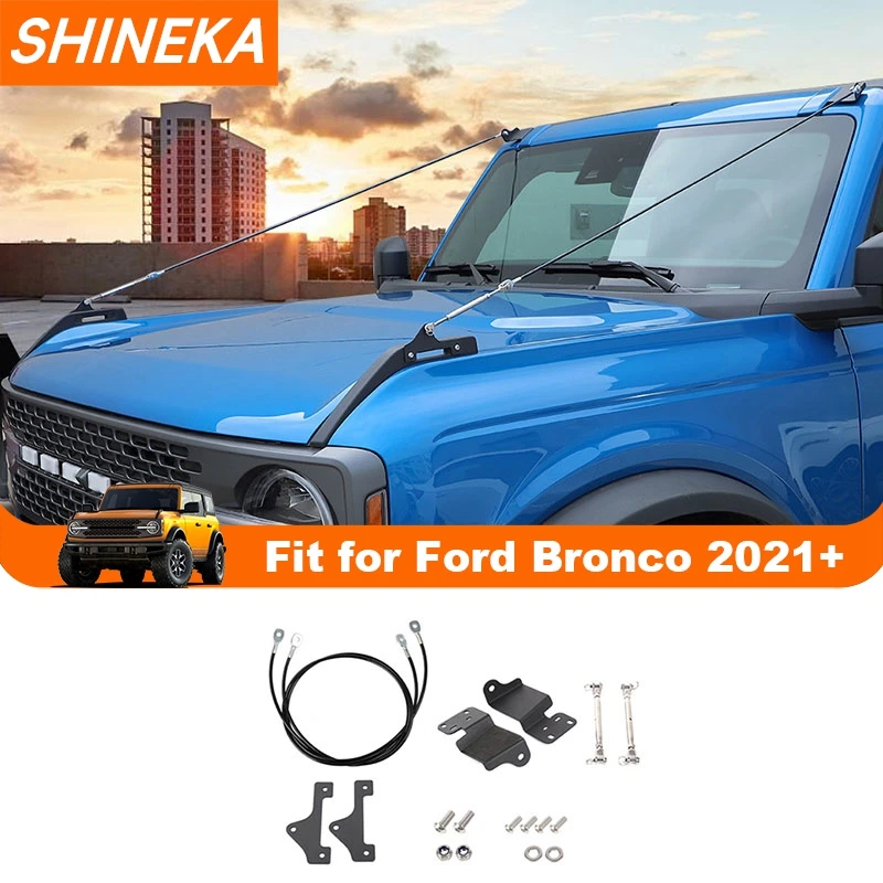 

SHINEKA Hood Protector Obstacle Eliminate Rope Limb Risers Kit for Ford Bronco 2021 2022 2023 Up Car Exterior Accessories Metal