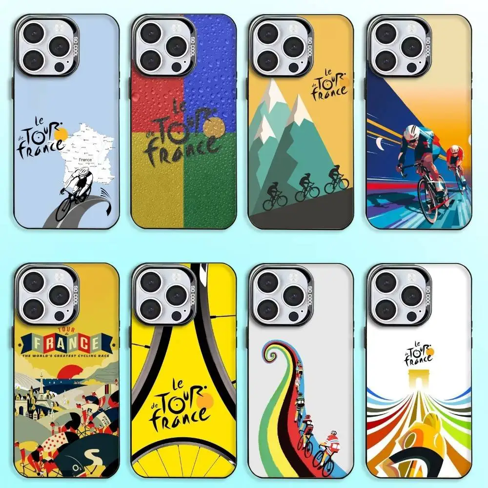 

T-Tour De France Bicycle Exercise Phone Case For iPhone17,16,15,14,13,12,11 Plus,Pro Max Colored Silver Plated Inside Cover