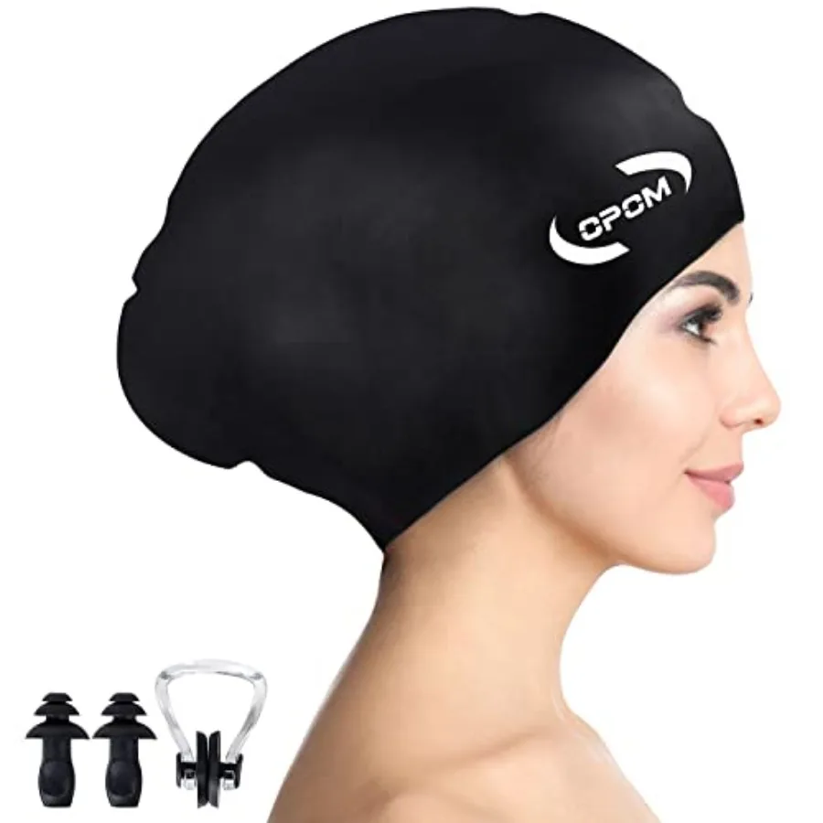 

Women Silicone Swimming Cap High Elasticity Thick Swim Hats for Long Hair Bathing Swimming Caps for Women and Men Keep Your Hai