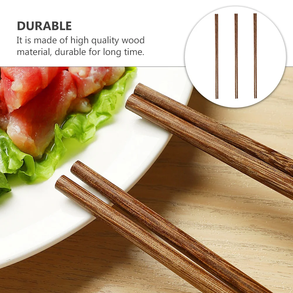 

3Pair Solid Wood Hot Pot Chopsticks Extra Long Cooking Frying Kitchen Household Natural Chopsticks for Cooking