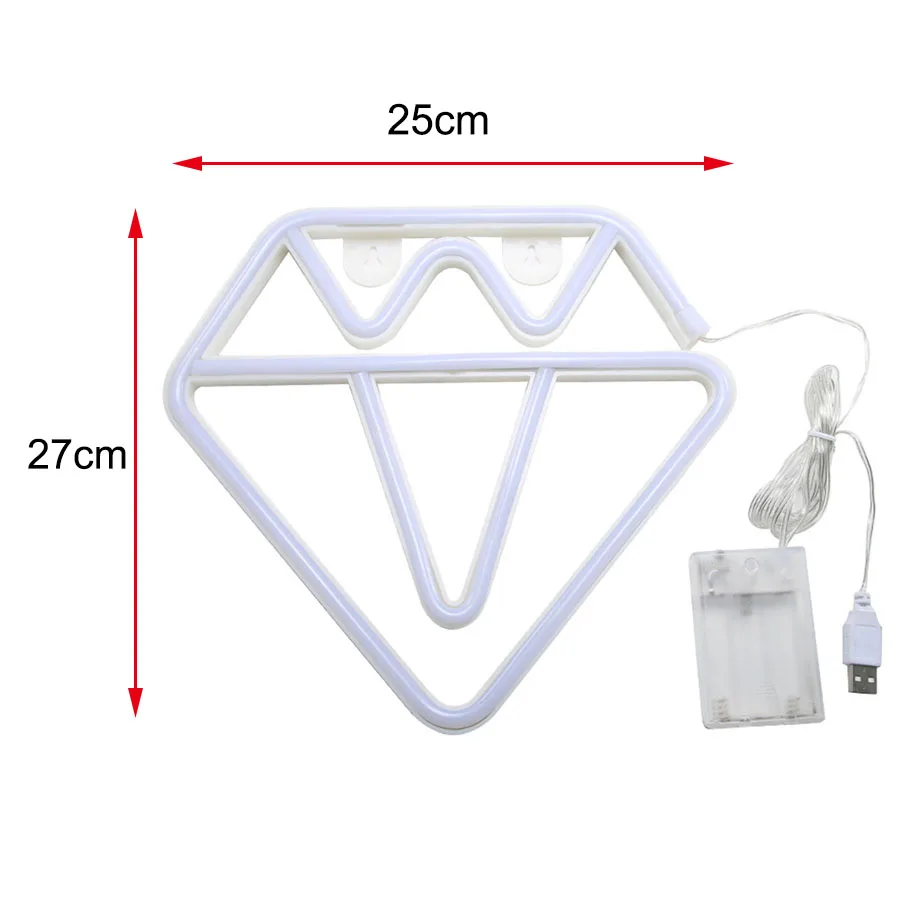 Diamond Neon Sign Light LED Decoration Lamp Love Heart Shape Neon Logo Couple Confession Decor Room Wall Party Wedding Shop Gift