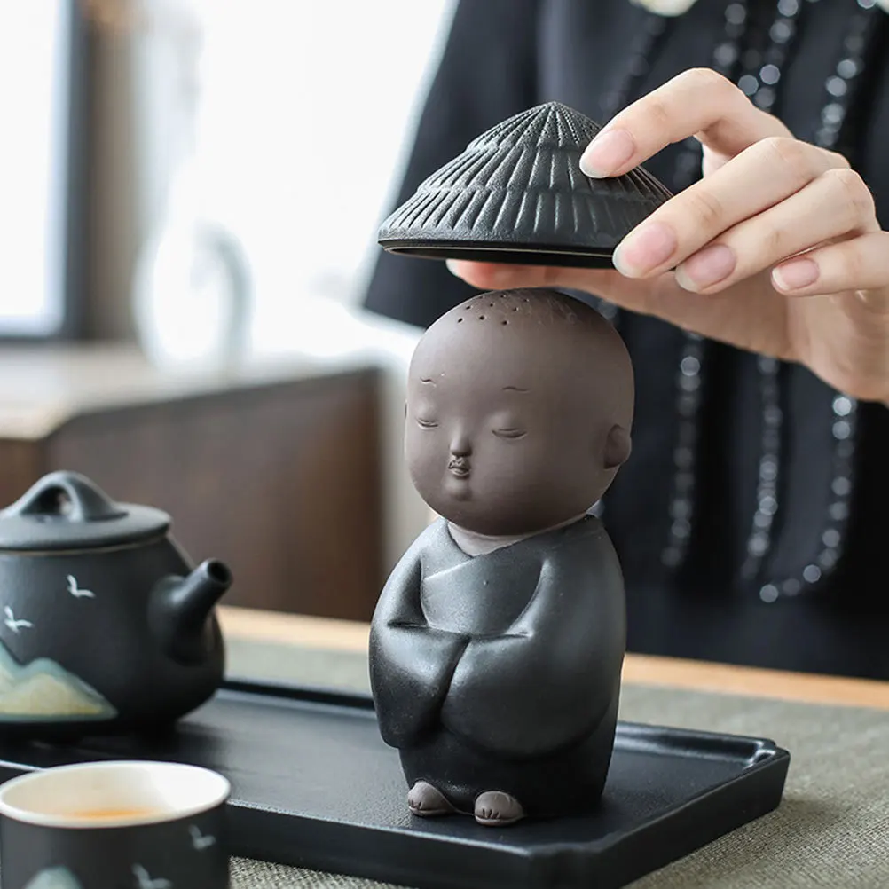 

1Pcs Tea Pet Decoration Mini Monk Adorn Fashionable Chinese Zen Style Decor Unique Home Tea House Lovely Monk Ornament