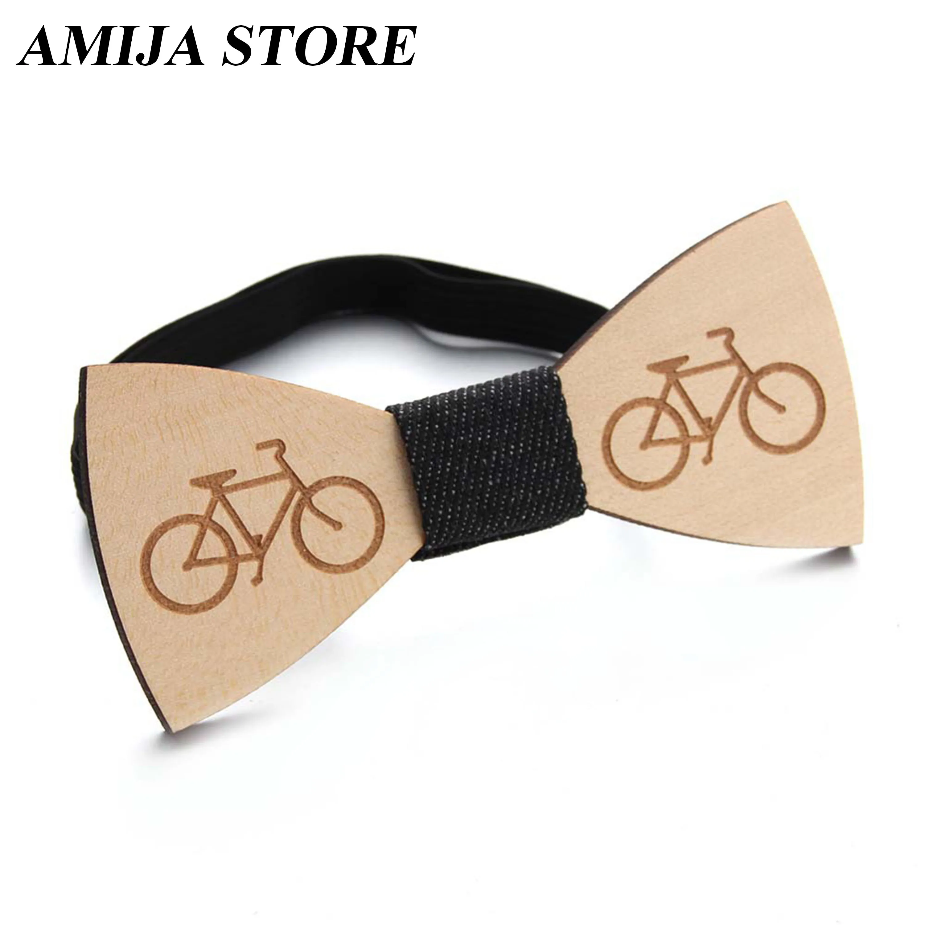 New Retro Wooden Bow Tie Unisex Carved Wooden Bowties With Adjustable Elastic Band Handmade Neck Tie Men's Party Neck Accessory