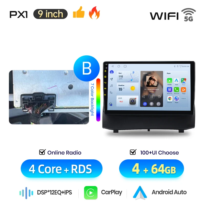 AWESAFE Draadloze CarPlay Android Auto Radio voor Ford Fiesta Mk 6 2009 2010 2011-2013 Plug & Play FM BT RDS DSP 4G GPS Multimedia