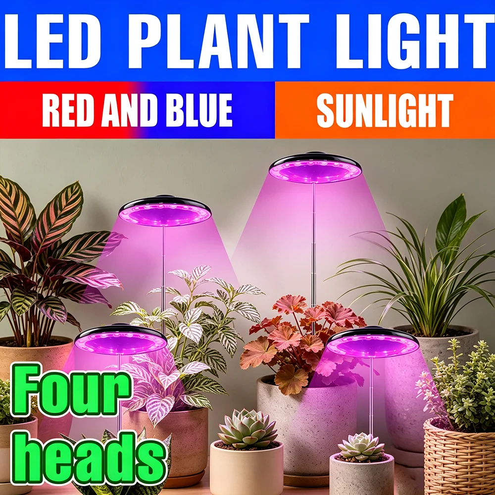 LED Full Spectrum Grow Lights Indoor Full Spectrum Plant Lamp With Timing Auto On/Off For Potted Flower Hydroponics Cultivation