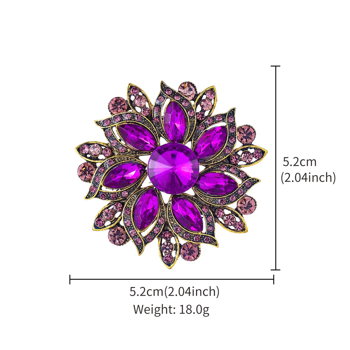 Anmutige Luxus-Kristall-Broschen mit runden Blüten für Damen, trendige Zirkon-Anstecknadeln, Schmuck für Party, Büro, Anzug, Dekoration, Festivalgeschenk – Detail 6