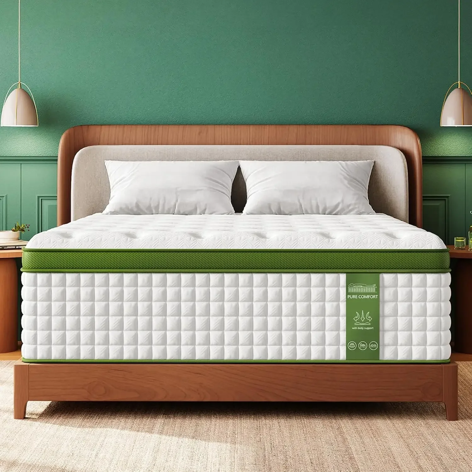 Queen Mattress, 14 Inch Hybrid Mattress Queen Size in a Box with Gel Memory Foam and Pocket Springs, Medium Firm Mattress, Press