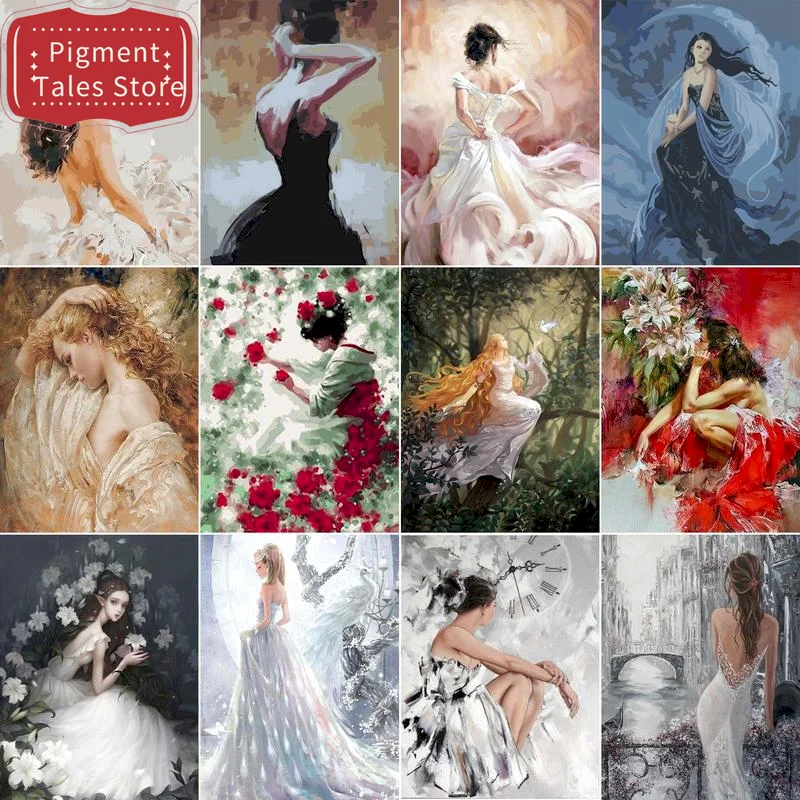 

1pc frameless Coloring By Numbers Portrait Adult DIY Acrylic Paint Handpainted Gift Acrylic Paint By Numbers Girl Home Decor