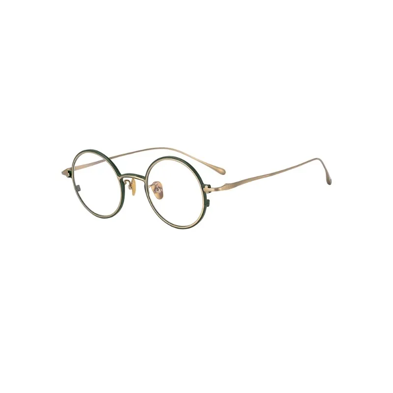 

Handmade Double Color Vintage Round Frame Ultra Light Pure Titanium Glasses Frame Anti-blue Light