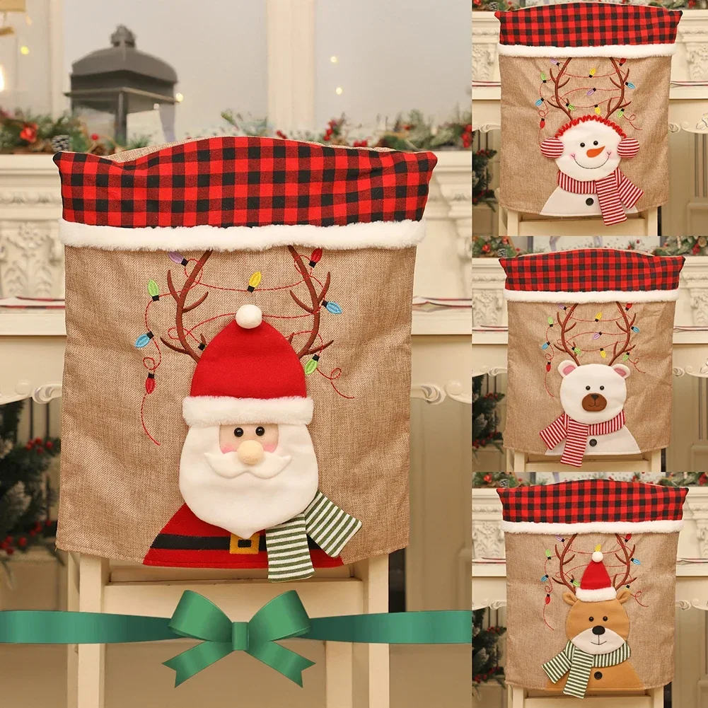 

Christmas Dinner Christmas Chair Covers Festive Dining Covers Christmas Chair Back Protection Decorative Covers Anti-Slip Design