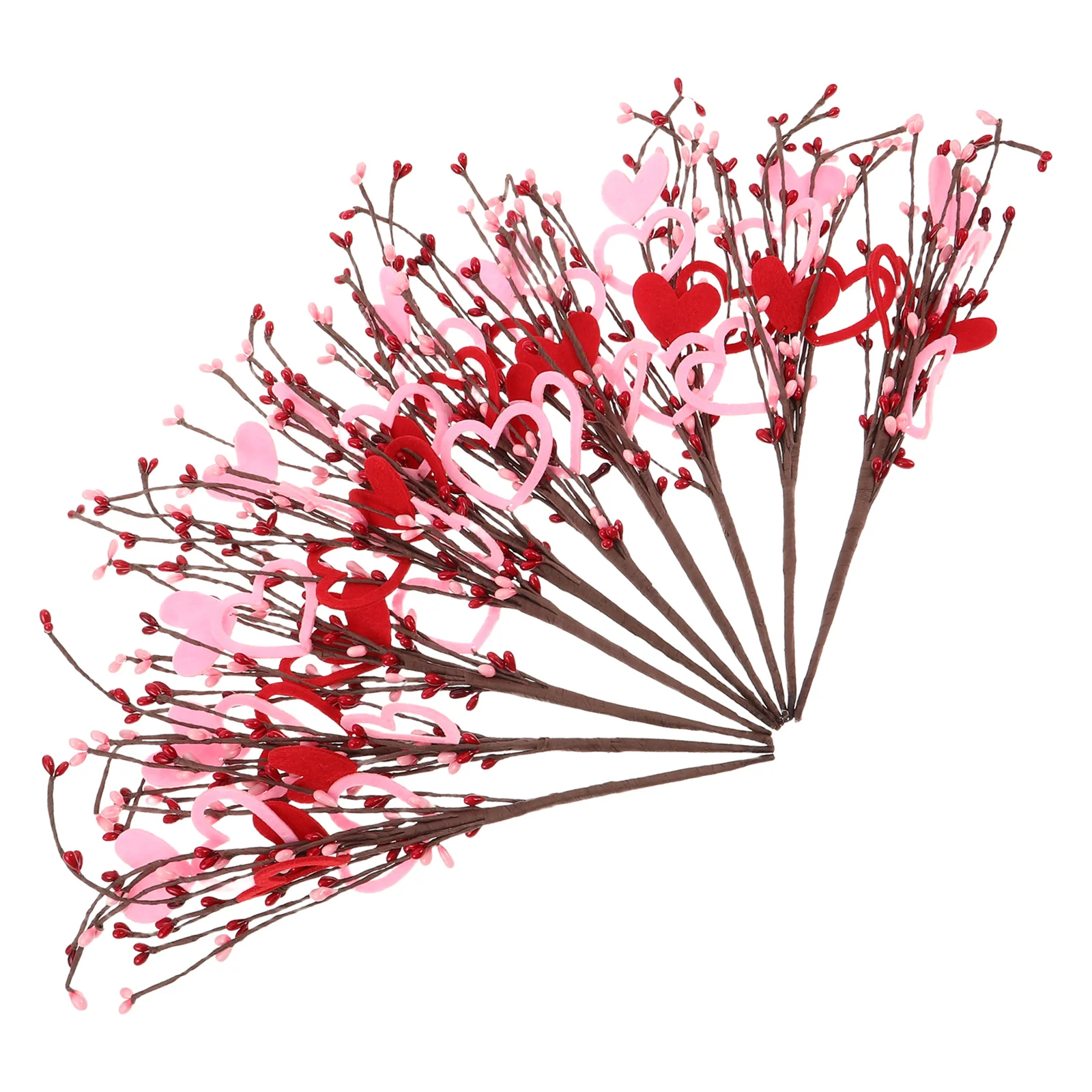 

10Pcs Heart Shaped Artificial Flower Picks for Valentine's Day Wedding Table Vase Decor Vanlentines Artificial Berry Stem Picks