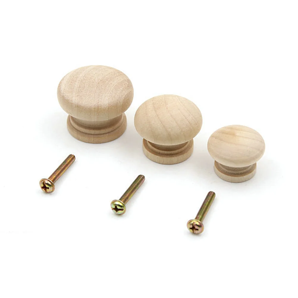

15Pcs Round Wooden Cabinet Handles Beech Pull Knobs Circular Drawer Pulls Chic Furniture Hardware for Home Storage