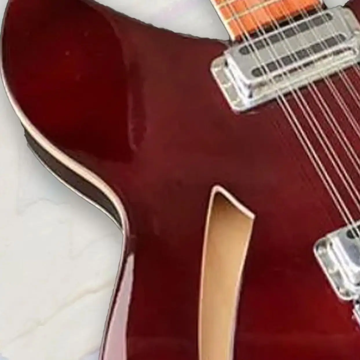 Customized Ric 330 12-String Semi-Hollow Electric Guitar with Dot Inlays, Wine Red and 2 Pickups