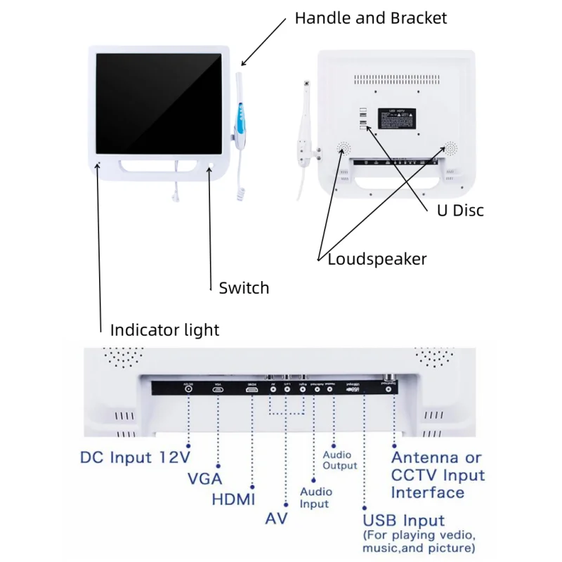 JUMTOP Dental HD Intraoral Camera WIFI CMOS LED Intra Oral Examination Camera with 17 Inch Monitor Screen