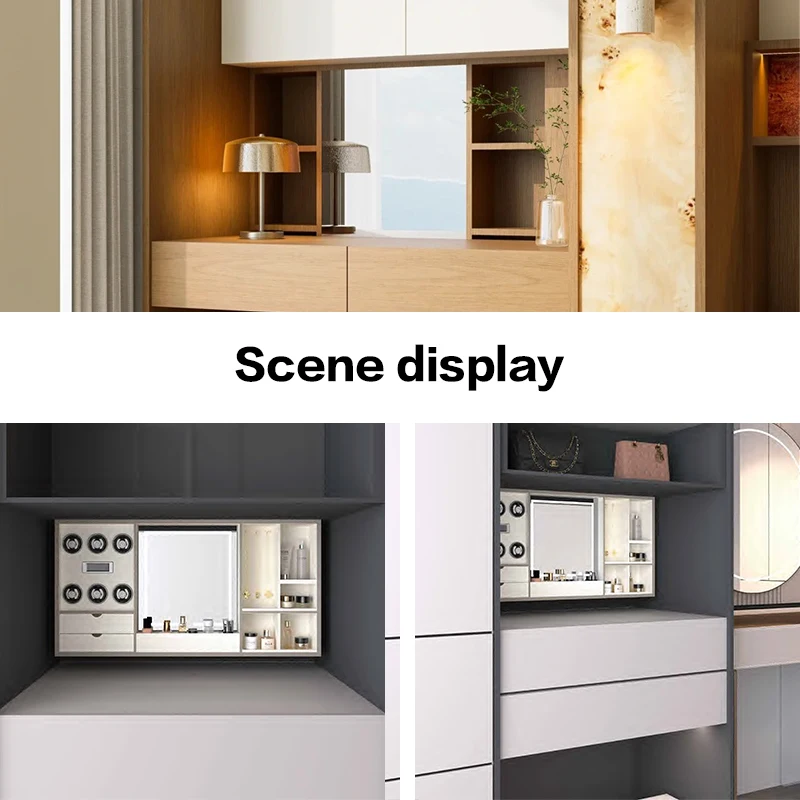 Intelligent Electric Lifting High-End Leather Dressing Table Watch Shaker Cloakroom Jewelry Storage Makeup Mirror
